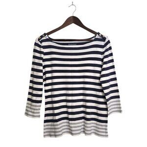 Pendleton Navy Striped Boatneck 3/4 Sleeve T-Shirt Sz S